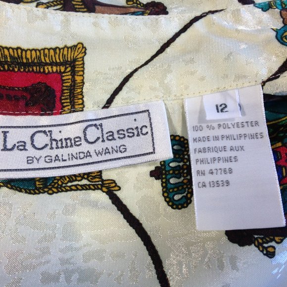 Womens Blouse Shirt La Chine Classic Galinda Wang Heraldic Print Crests size 12 - Picture 4 of 6